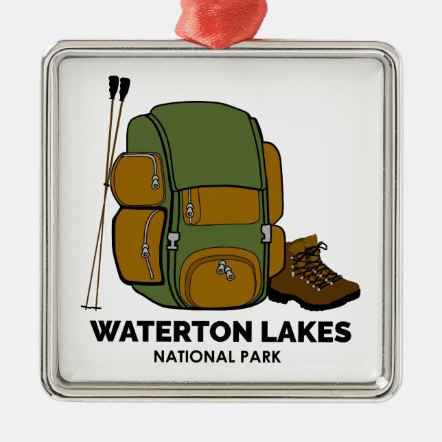 Waterton Lakes National Park Backpack Metal Tree Decoration (Front)