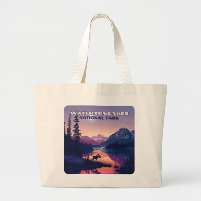 Waterton Lakes National Park Canada Alberta  Large Tote Bag (Front)