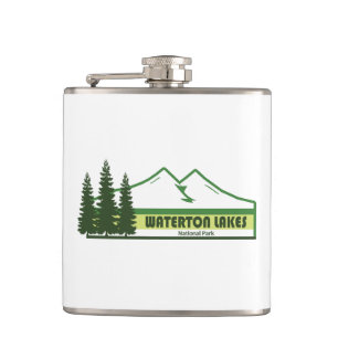 Waterton Lakes National Park Green Stripes Hip Flask