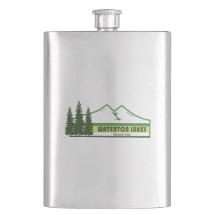 Waterton Lakes National Park Green Stripes Hip Flask