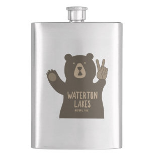 Waterton Lakes National Park Peace Bear Hip Flask