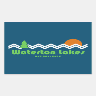 Waterton Lakes National Park Retro Rectangular Sticker