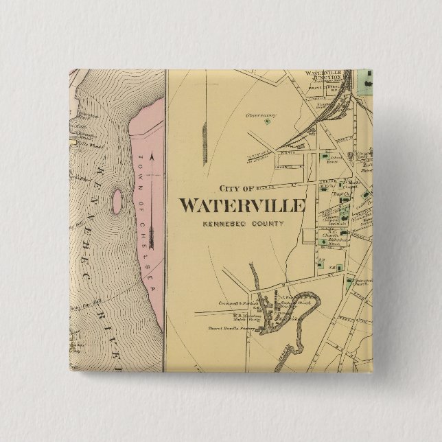 Waterville, Kennebec Co 15 Cm Square Badge (Front)