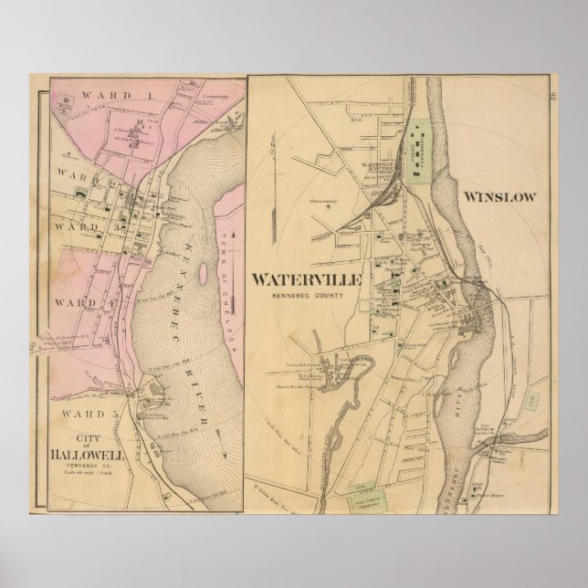 Waterville, Kennebec County Poster (Front)