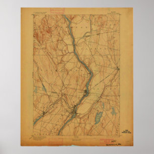 Waterville Maine Vintage Map Poster