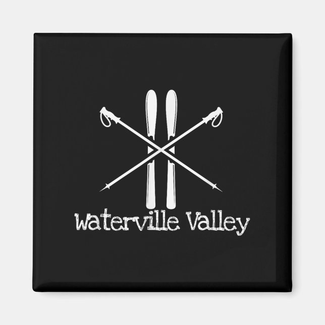 Waterville Valley Rustic Ski Skis Skiing Poles Ski Magnet (Front)