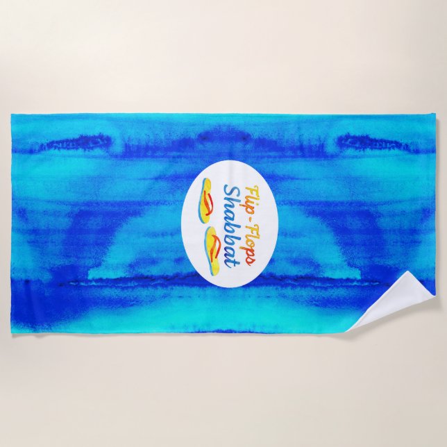Watery Blues Flip-Flops Shabbat Beach Towel (Front)