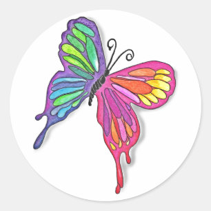 Watery Butterfly Classic Round Sticker