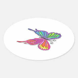 Watery  Butterfly Oval Sticker