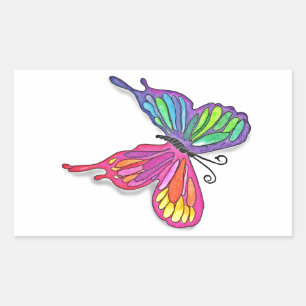 Watery  Butterfly Rectangular Sticker