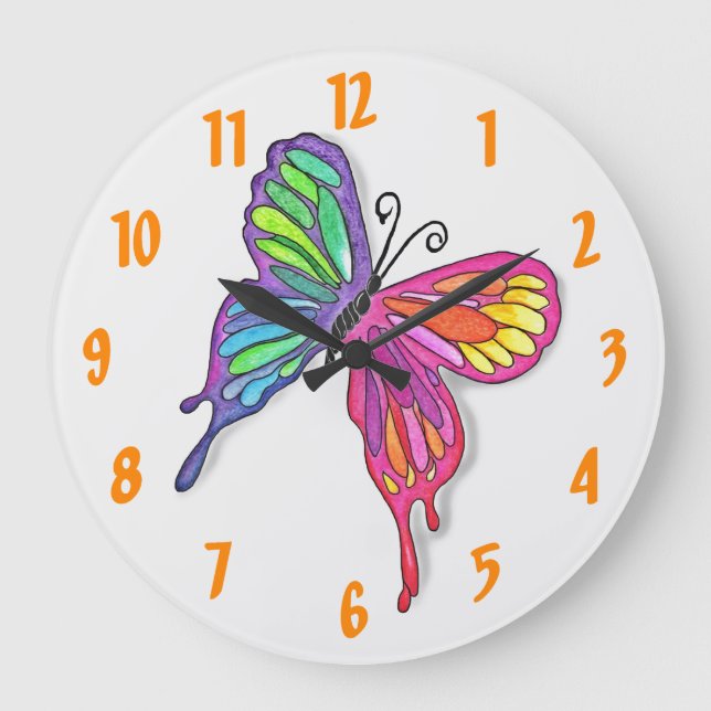 Watery  Butterfly Wall Clock (Front)