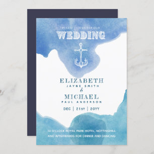 Watery Nautical Sailing Destination Wedding Invite