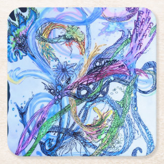 Watery Neuron  Square Paper Coaster