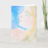 Watery Watercolor Woman Romantic Greeting