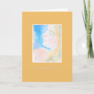 Watery Watercolor Woman Thinking of You Card