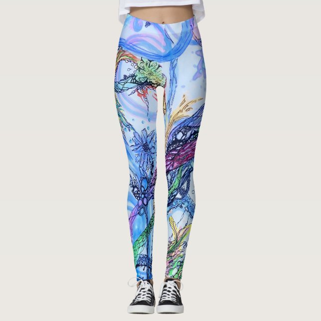 Watery Wonderscape Leggings (Front)