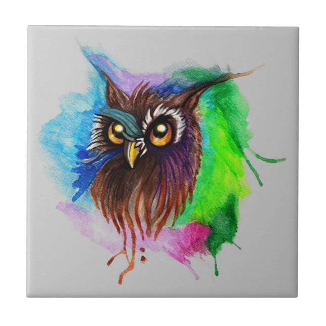 Watery Wood Owl Tile (Front)