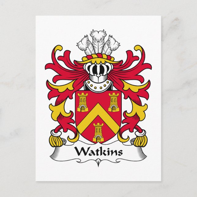 Watkins Family Crest Postcard (Front)