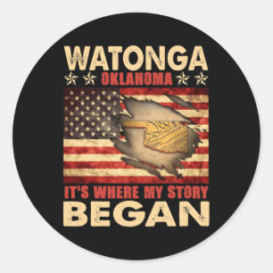 Watonga Oklahoma Usa Flag 4th Of July  Classic Round Sticker