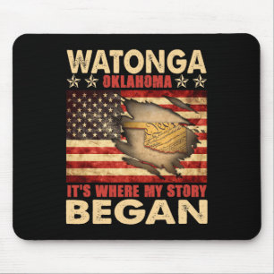 Watonga Oklahoma Usa Flag 4th Of July Mouse Pad