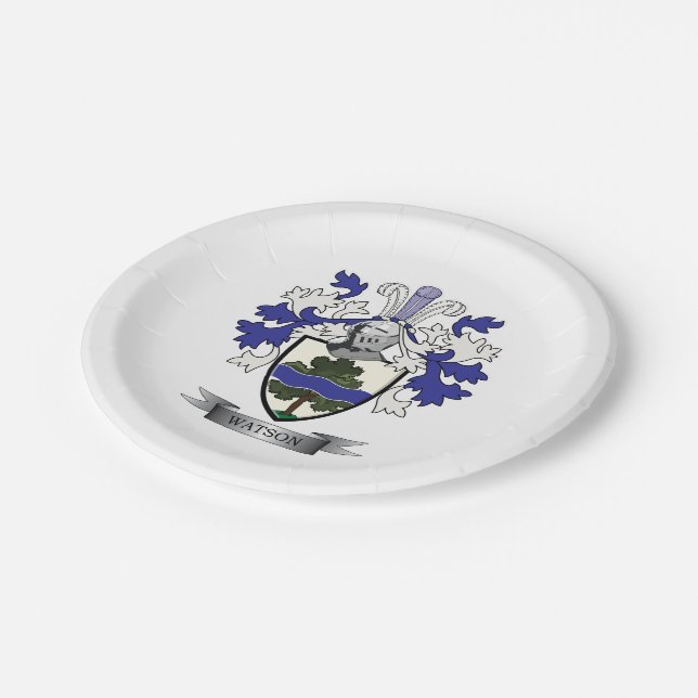 Watson Family Crest Coat of Arms Paper Plate (Angled)