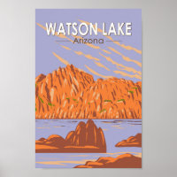 Watson Lake Arizona Travel Art Vintage