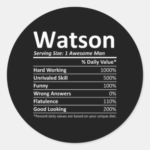 Watson Rition Funny Birthday Personalised Name Classic Round Sticker