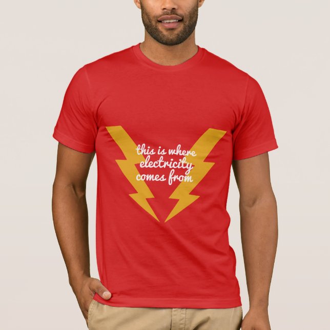 Watt’s Up? Lightning Shirt, Thunderbolt Humour T-Shirt (Front)