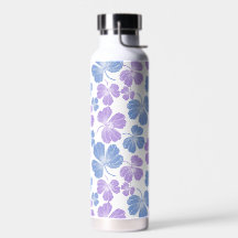 Watter Bottle with pink and blue leaves