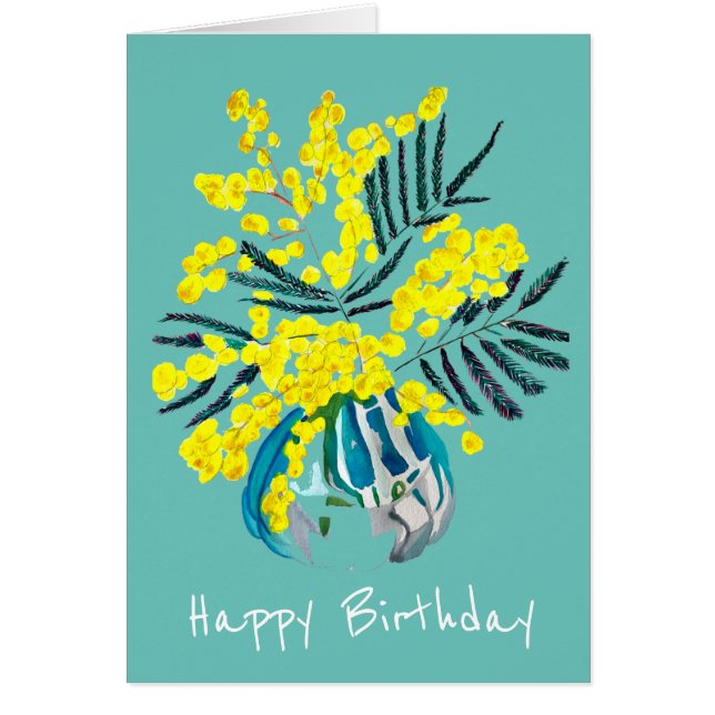 Wattle Mimosa yellow flower art Australia (Front)