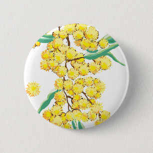 Wattle says Australia 6 Cm Round Badge