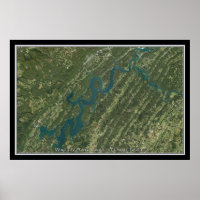 Watts Bar Lake Tennessee Satellite Poster Map