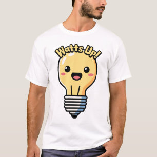 Watts Up! Cute Lightbulb Cartoon T-Shirt