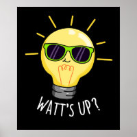 Watts Up Funny Light Bulb Pun Dark BG
