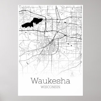 Waukesha Map - Wisconsin - City Map Poster
