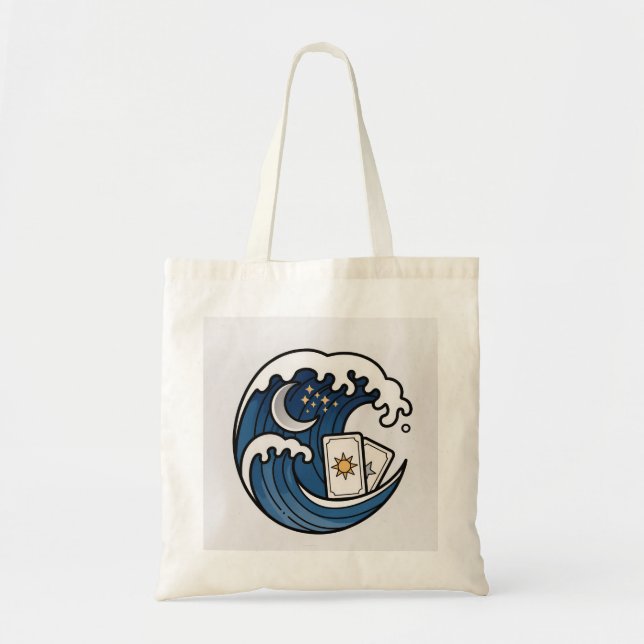 Wave and moon Tarot cards Tote Bag (Front)