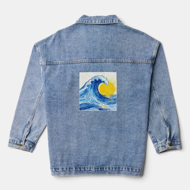 Wave and sun denim jacket (Back)