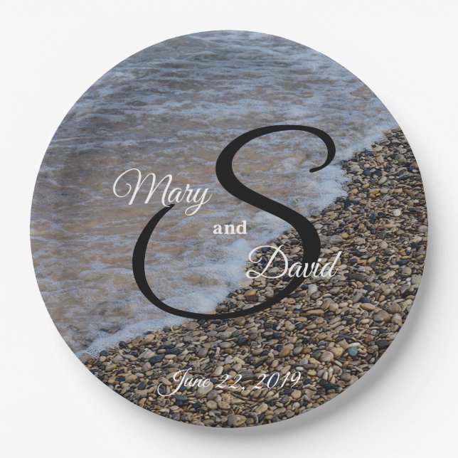 Wave Ashore Wedding Paper Plates (Front)