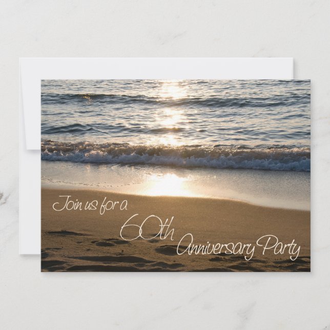Wave at Sunset 60th Anniversary Invitation Card (Front)