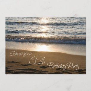 Wave at Sunset 65th Birthday Party Invitation Card