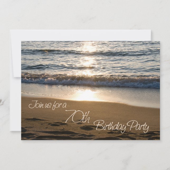 Wave at Sunset 70th Birthday Party Invitation Card (Front)
