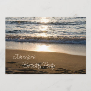 Wave at Sunset Birthday Party Invitation Card
