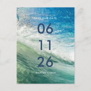 Wave Beach Ocean Wedding Save the Date Postcard
