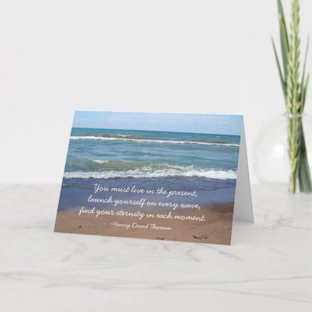 Wave Beach Thoreau Eternity Quote Graduation Card (Front)