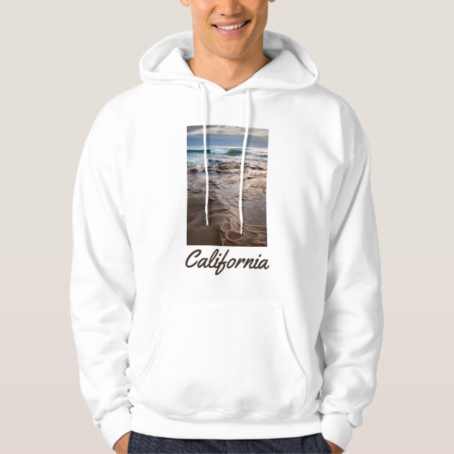 Wave breaking on beach, California Hoodie (Front)
