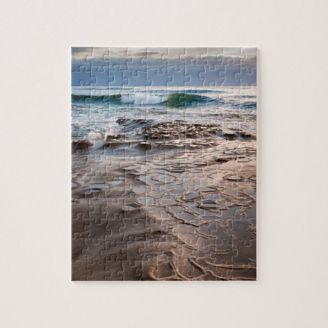 Wave breaking on beach, California Jigsaw Puzzle (Vertical)