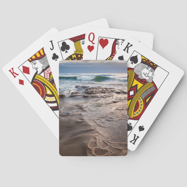 Wave breaking on beach, California Playing Cards (Back)