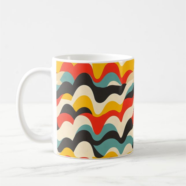 Wave Colour Retro Pattern Coffee Mug (Left)