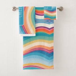 Wave Colourful Custom Personalised Pattern Bath Towel Set