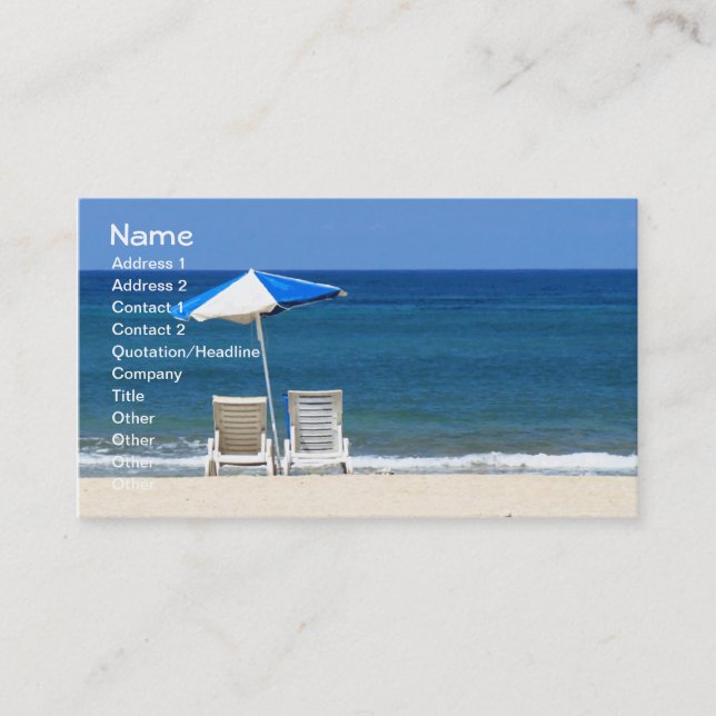 Wave Cool Beach Chairs Fine Art Business Card (Front)